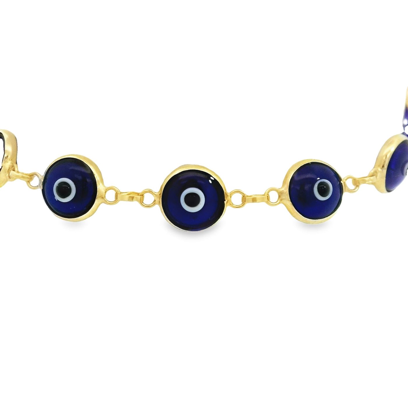 14K Gold Chain Bracelet with Blue Evil Eye Charms - Ward Off Negativity in Style