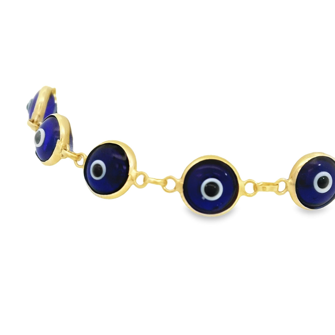 14K Gold Chain Bracelet with Blue Evil Eye Charms - Ward Off Negativity in Style