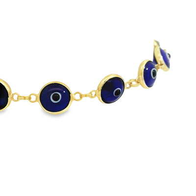 14K Gold Chain Bracelet with Blue Evil Eye Charms - Ward Off Negativity in Style