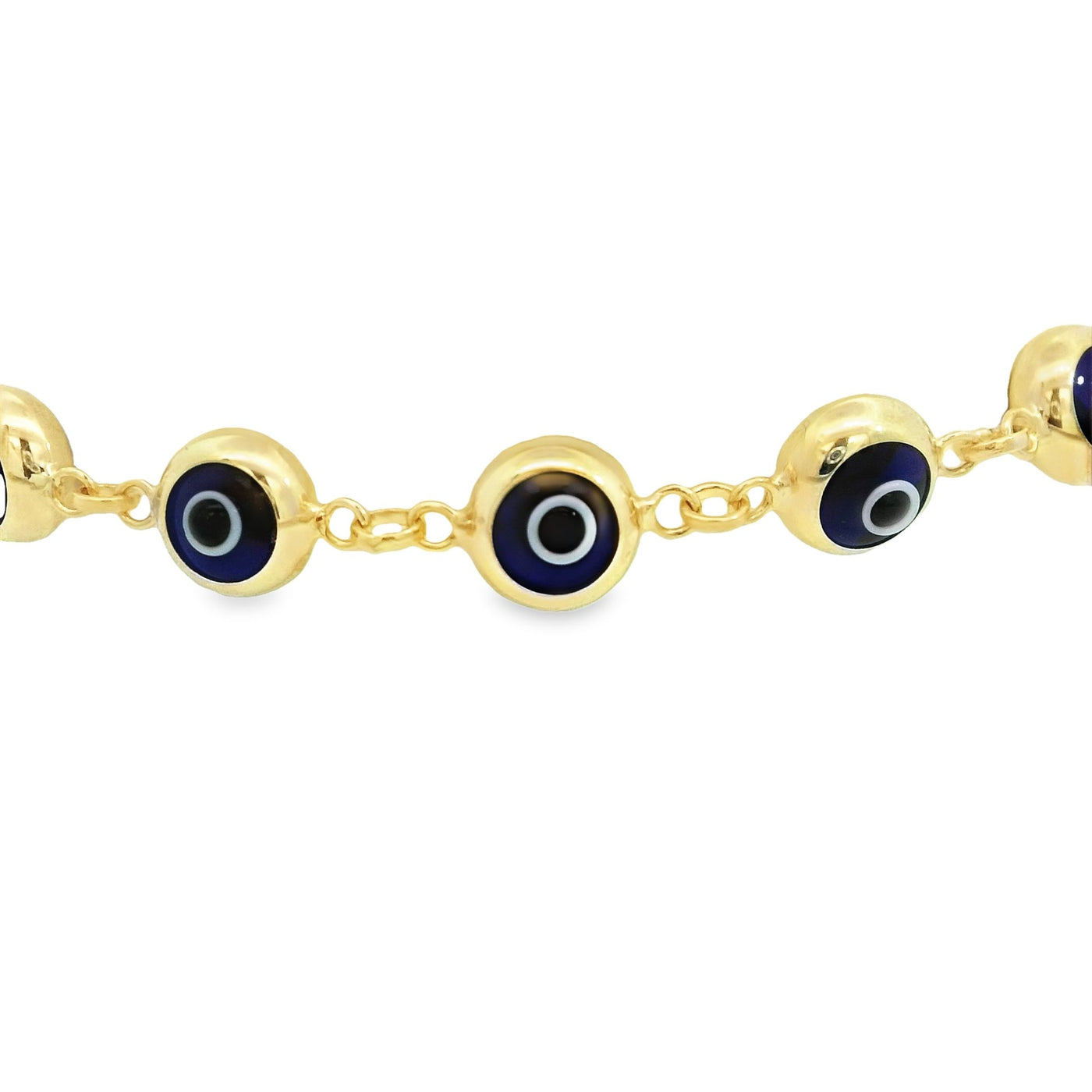 14K Gold Chain Bracelet with Protective Evil Eye Charms - Ward Off Negativity in Style