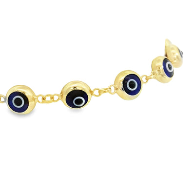 14K Gold Chain Bracelet with Protective Evil Eye Charms - Ward Off Negativity in Style