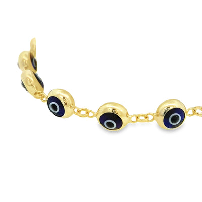 14K Gold Chain Bracelet with Protective Evil Eye Charms - Ward Off Negativity in Style