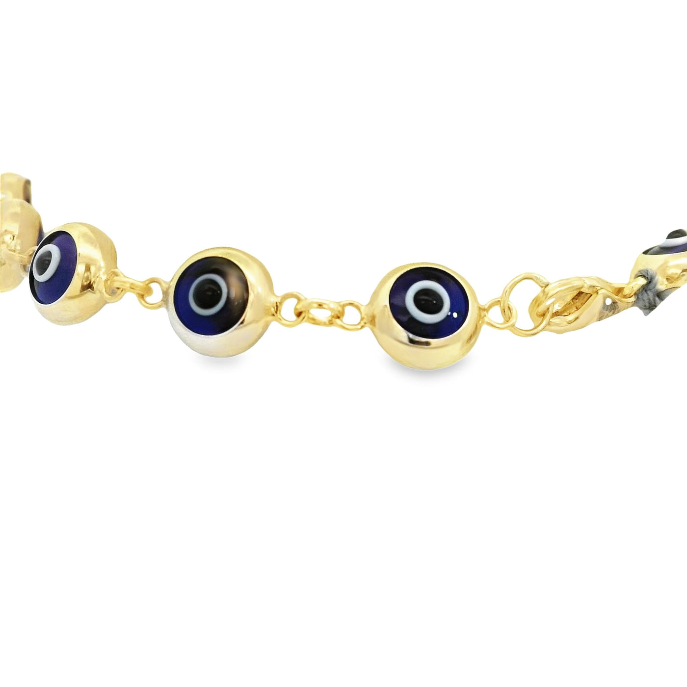 14K Gold Chain Bracelet with Protective Evil Eye Charms - Ward Off Negativity in Style