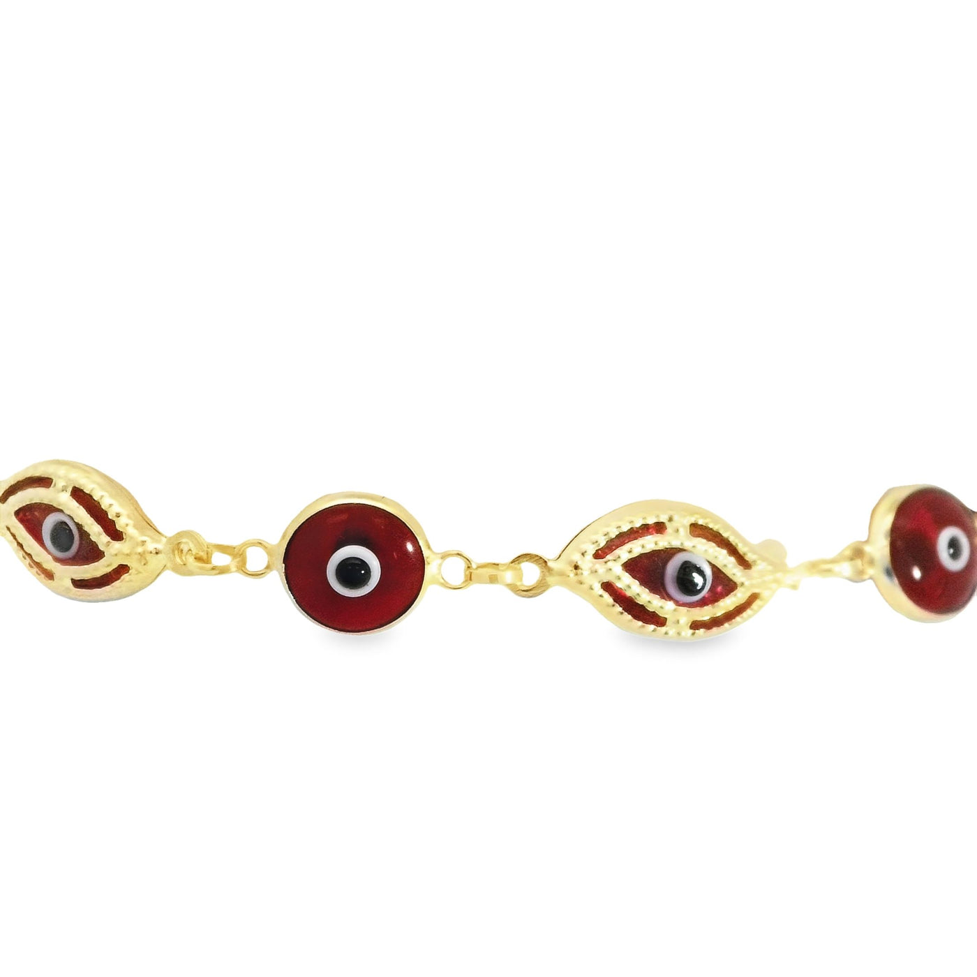 14K Red and Gold Evil Eye Charm Bracelet– Sophisticated Protection Amulet**