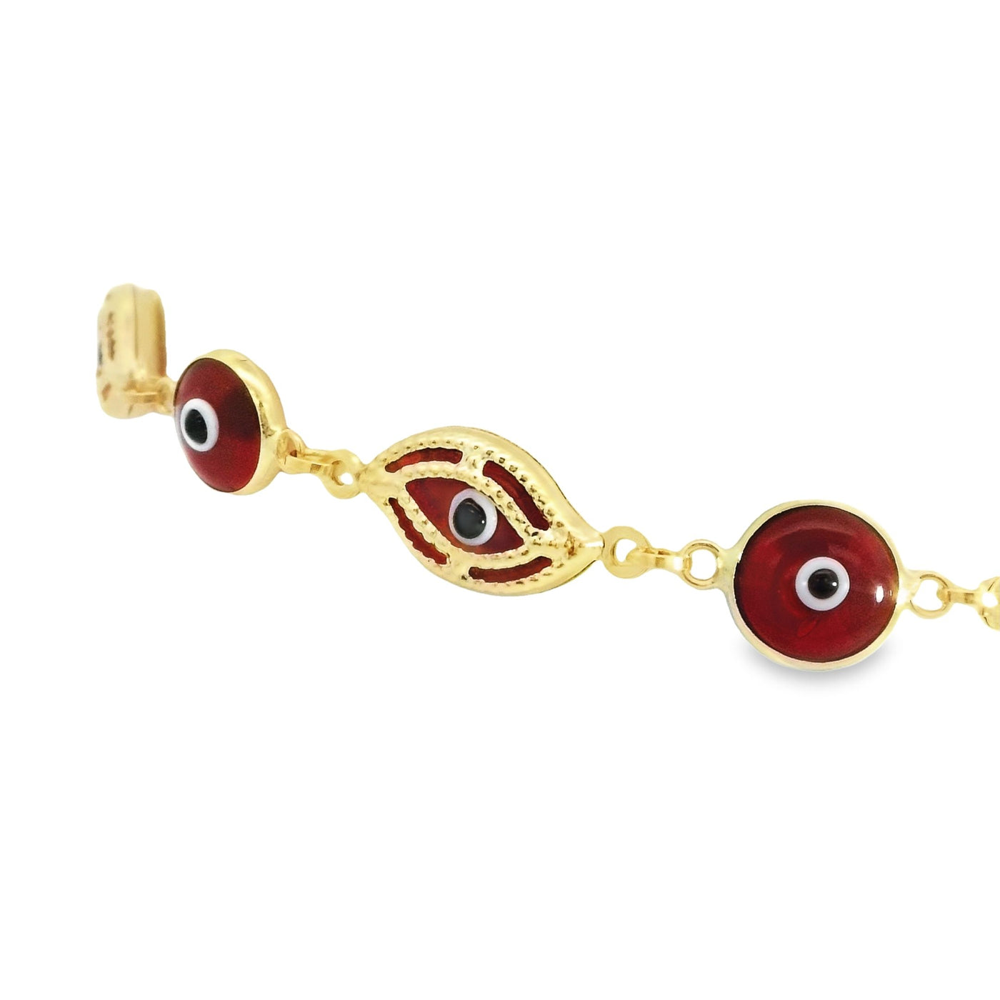 14K Red and Gold Evil Eye Charm Bracelet– Sophisticated Protection Amulet**