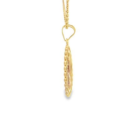 14K 15 TRICOLOR PENDANT ROUND FLOWER