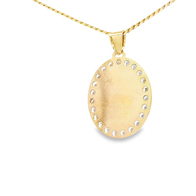 PENDANT 14K SAINT CZ ST LAZARUS OVAL