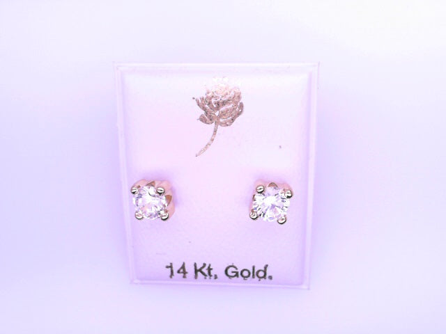 14 KARAT STUD EARRINGS WEIGHT: 0.8G : 5MM CZ CLEAR