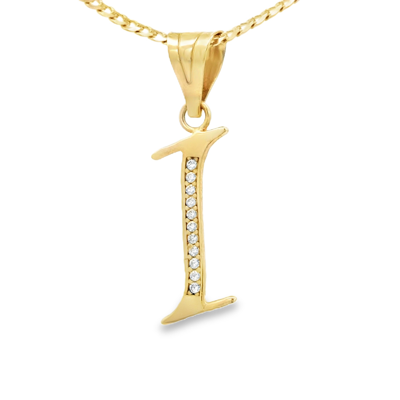 PENDANT 14K LETTER I CZ