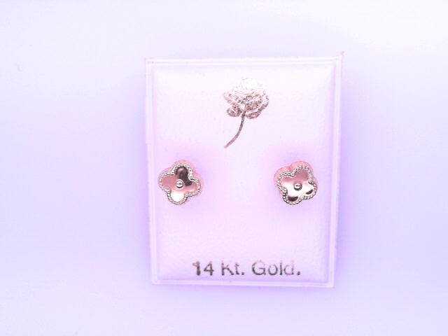14 KARAT STUD EARRINGS WEIGHT: 0.4G : 4MM CZ PINK