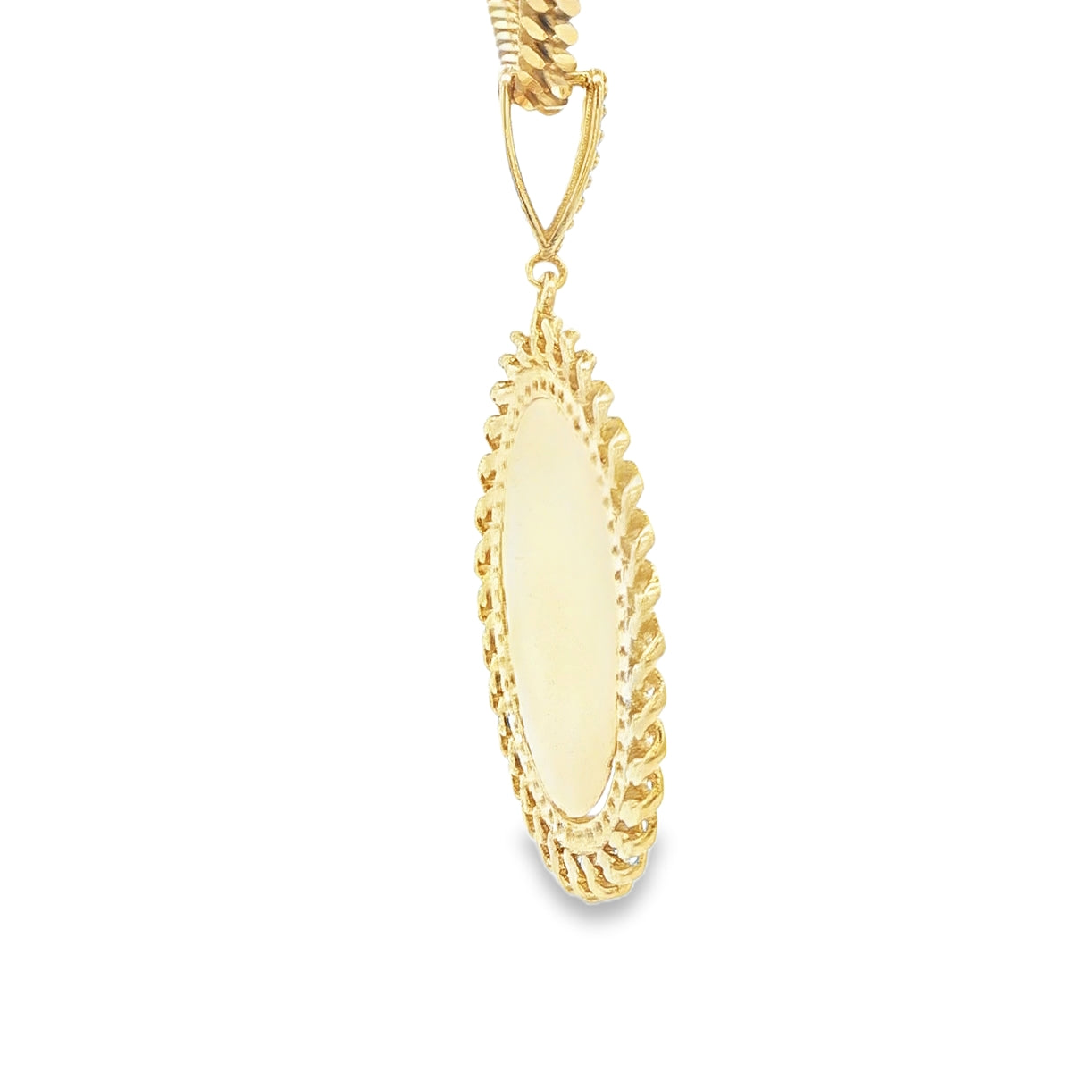 14 KARAT CHARM WEIGHT: 4.9G : ENGRAVABLE CZ OVAL P