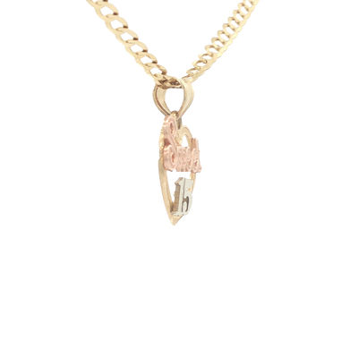 14K PENDANT 1.4G Sweet15 3TONE HEART