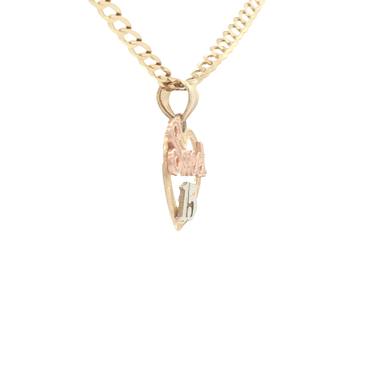 14K PENDANT Sweet15 3TONE HEART