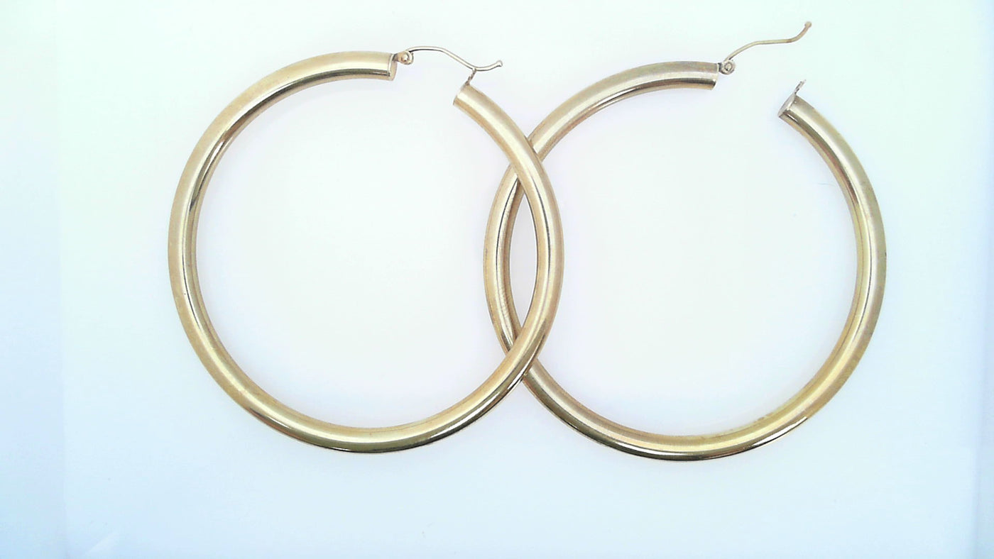 EARRINGS 14 KARAT LARGE HOOP EARRINGS WEIGHT: 6.1G