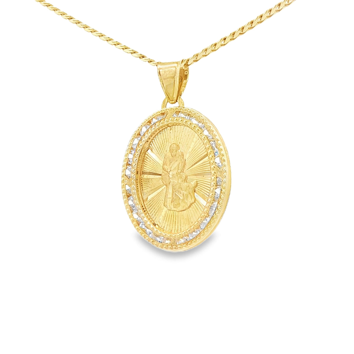 PENDANT 14K SAINT CZ ST LAZARUS OVAL