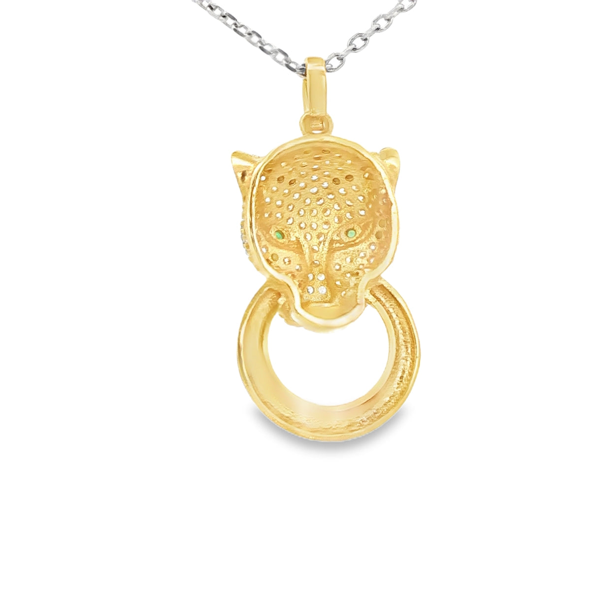 PENDANT 14K 3.3G PANTHER CZ GREEN EYES