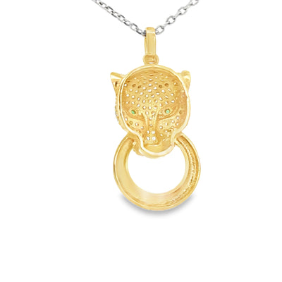 PENDANT 14K 3.3G PANTHER CZ GREEN EYES