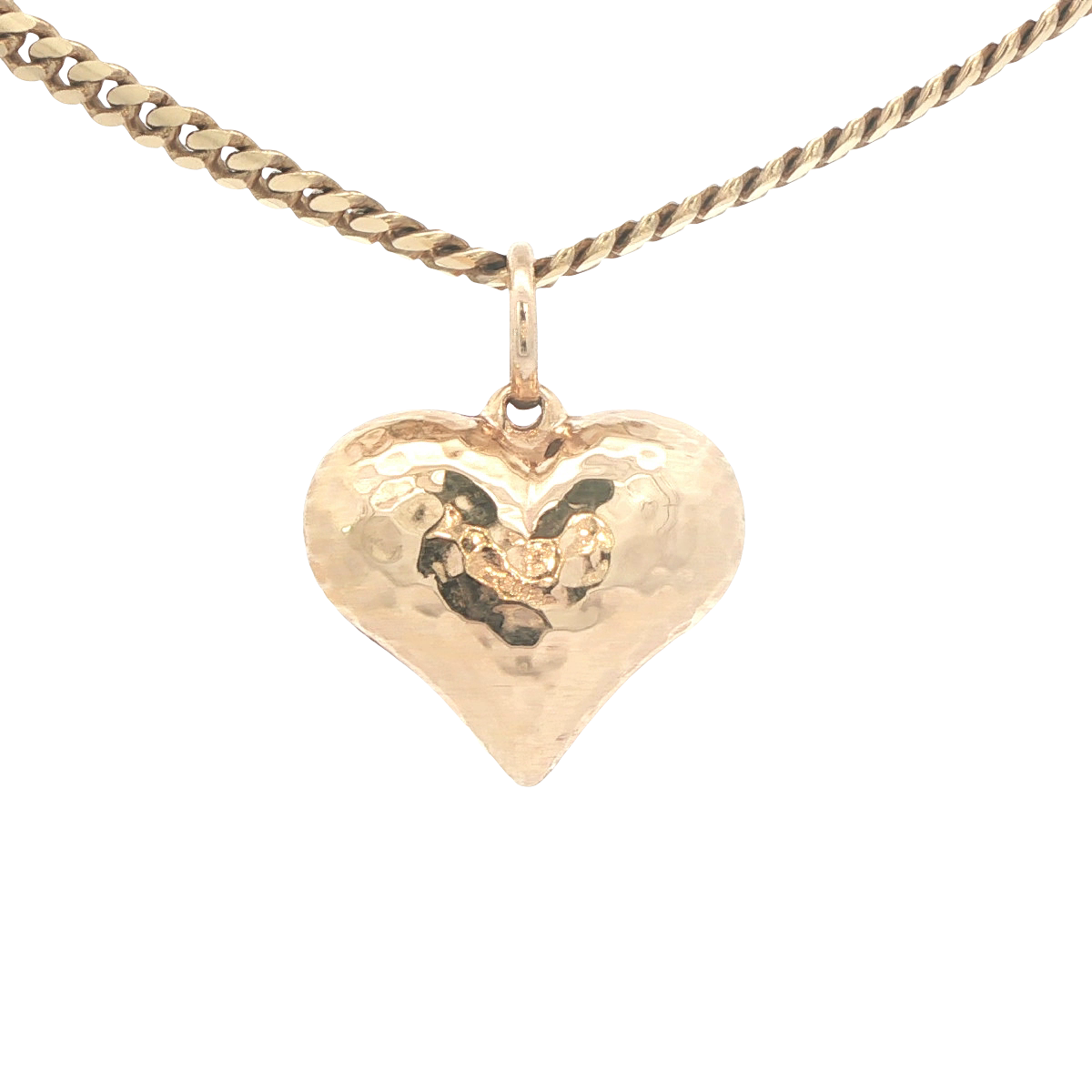 PENDANT 14KP 2.4G PUFF HEART HAMMERED