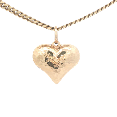 PENDANT 14KP 2.4G PUFF HEART HAMMERED