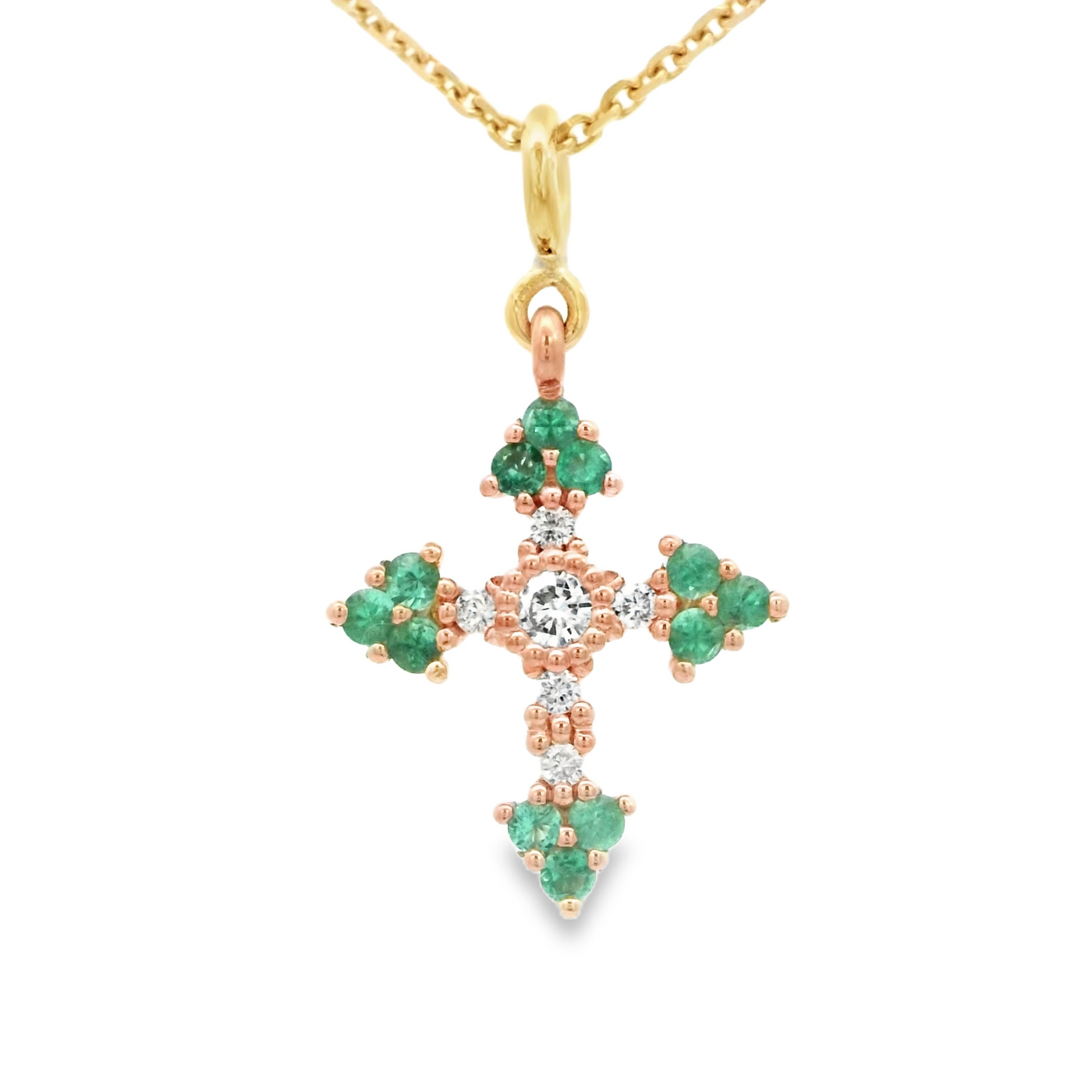 18K PENDANT EMERALD CROSS