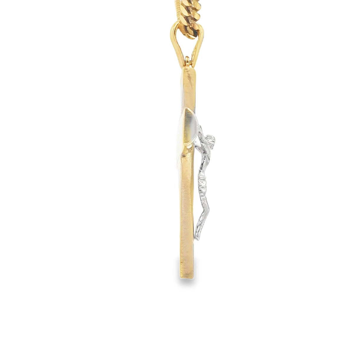 PENDANT 14KP 3.1G JESUS CROSS 2TONE SATIN FINISH