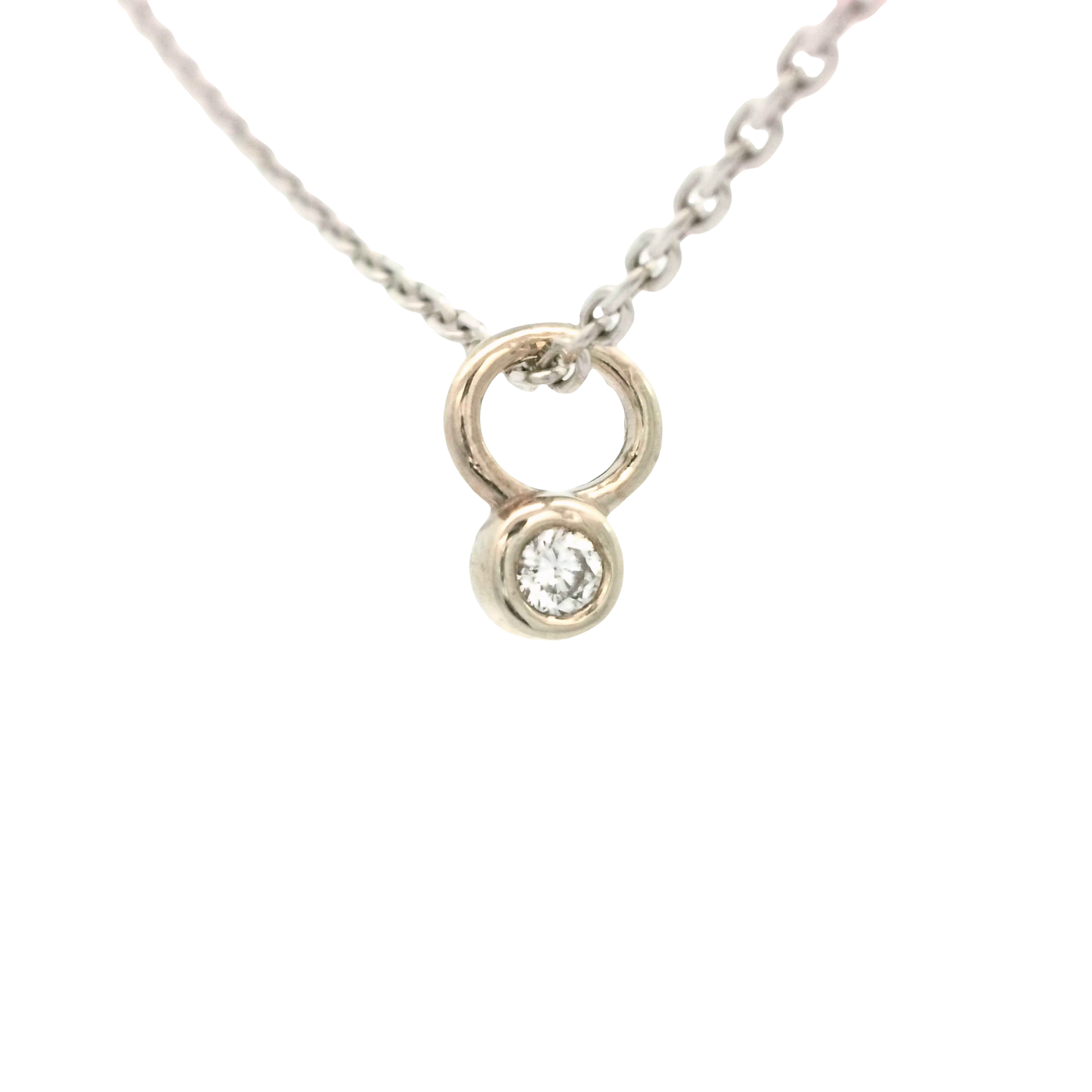 14K PENDANT WHITE DIAMOND ROUND BEZZLE DANGLE