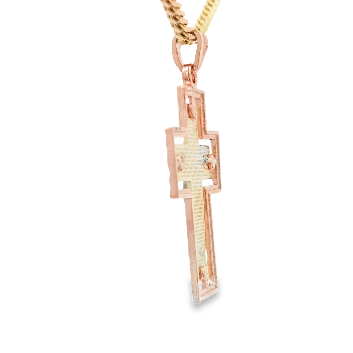 PENDANT 14K 2.5G JESUS DC BORDER SATIN FINSIH INSI