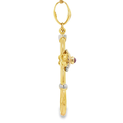 14K PENDANT NATURAL RUBY CABACHON