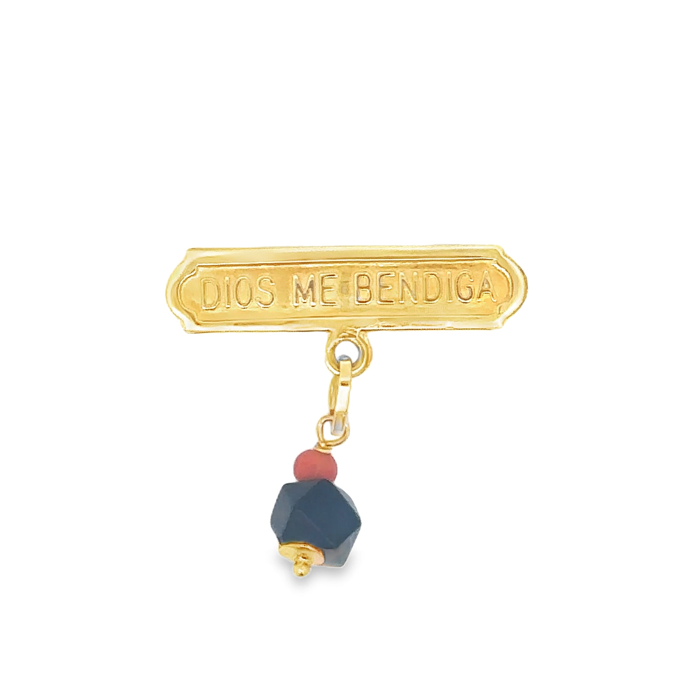 18 KARAT CHARM  AZABACHE PIN BROCHE DIOS ME BENDIGA