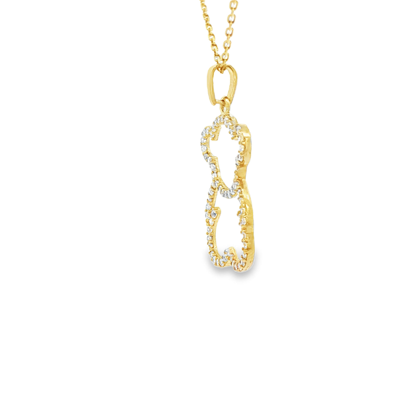 14 KARAT FREE FORM CHARM  CZ TEDDY BEAR NEGATIVE SPACE