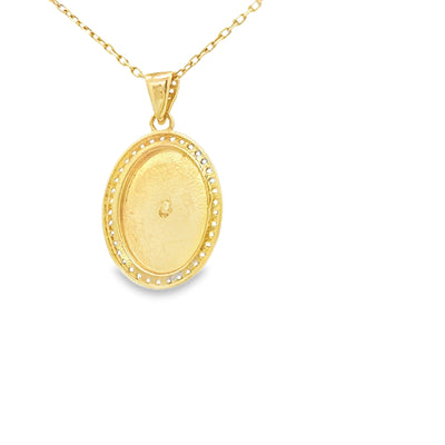 PENDANT 14K 2.0G MEDUSA OVAL CZ STARBURST VERSACE