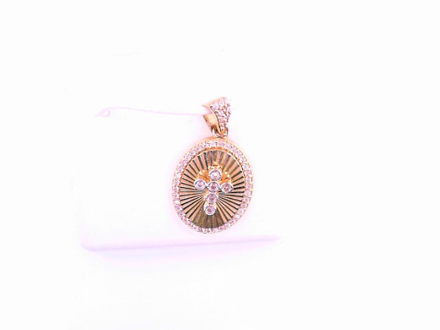 PENDANT 14K 2G CZ OVAL CROSS