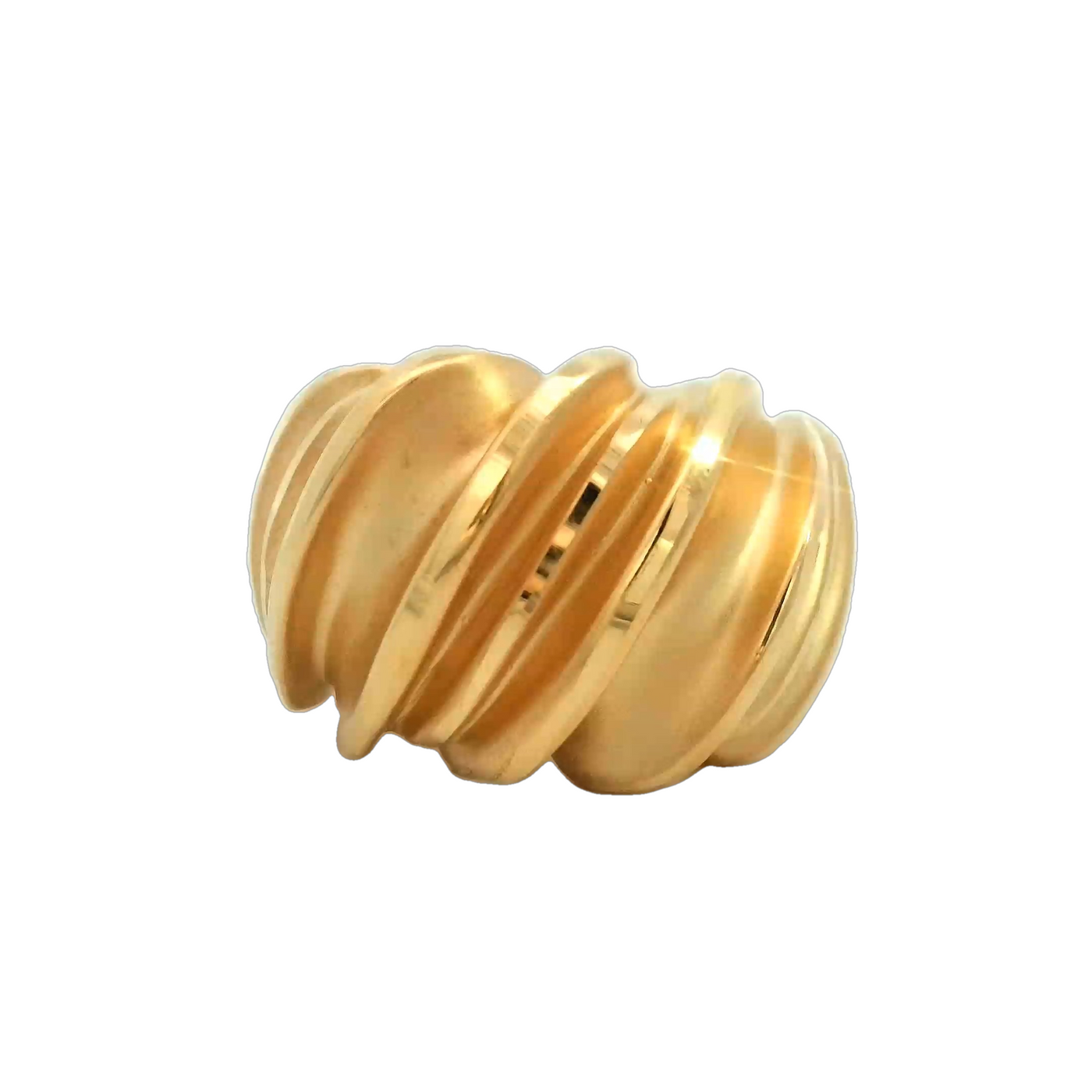 14K DOME RING STRIPED SATIN & POLISHED #7