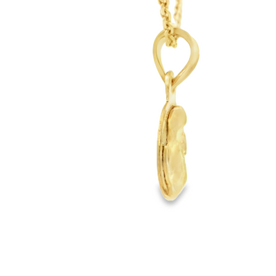 14 KARAT CHARM 
TRI COLOR BAPTISM SMALL ROUND PENDANT