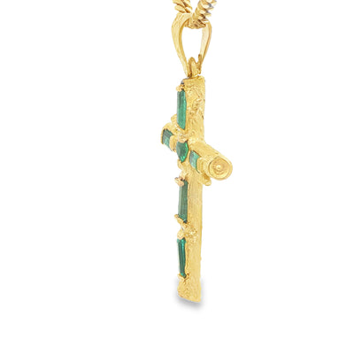 18KP 5.5G NATURAL EMERALD CROSS