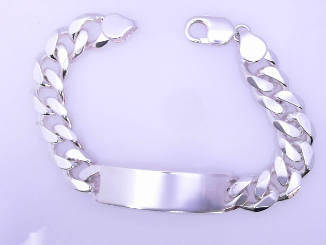 .925 Sterling Silver ID Cuban Miami Bracelet 9"  3