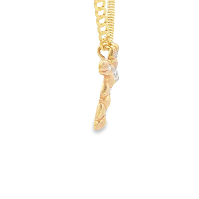 14 KARAT PENDANT NATURAL DIAMOND CROSS QUILT PATTERN
