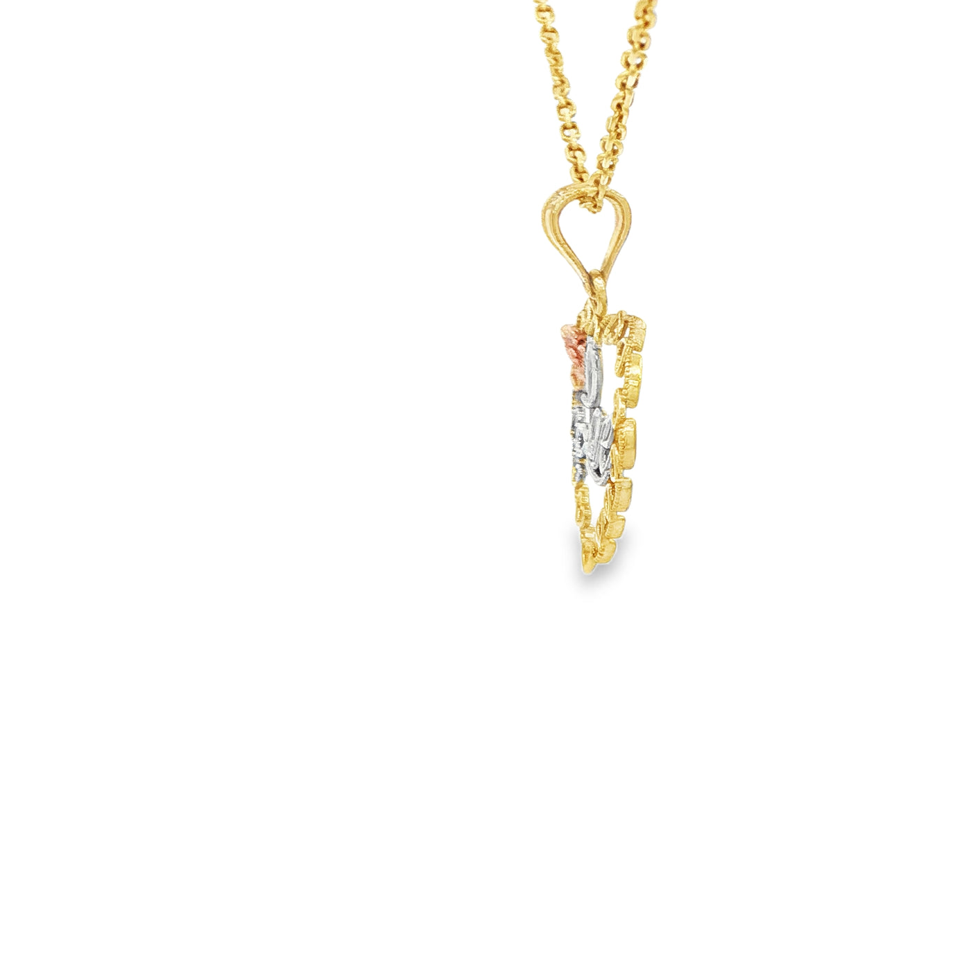 14K LOVE PENDANT 3TONE HEART LOVE