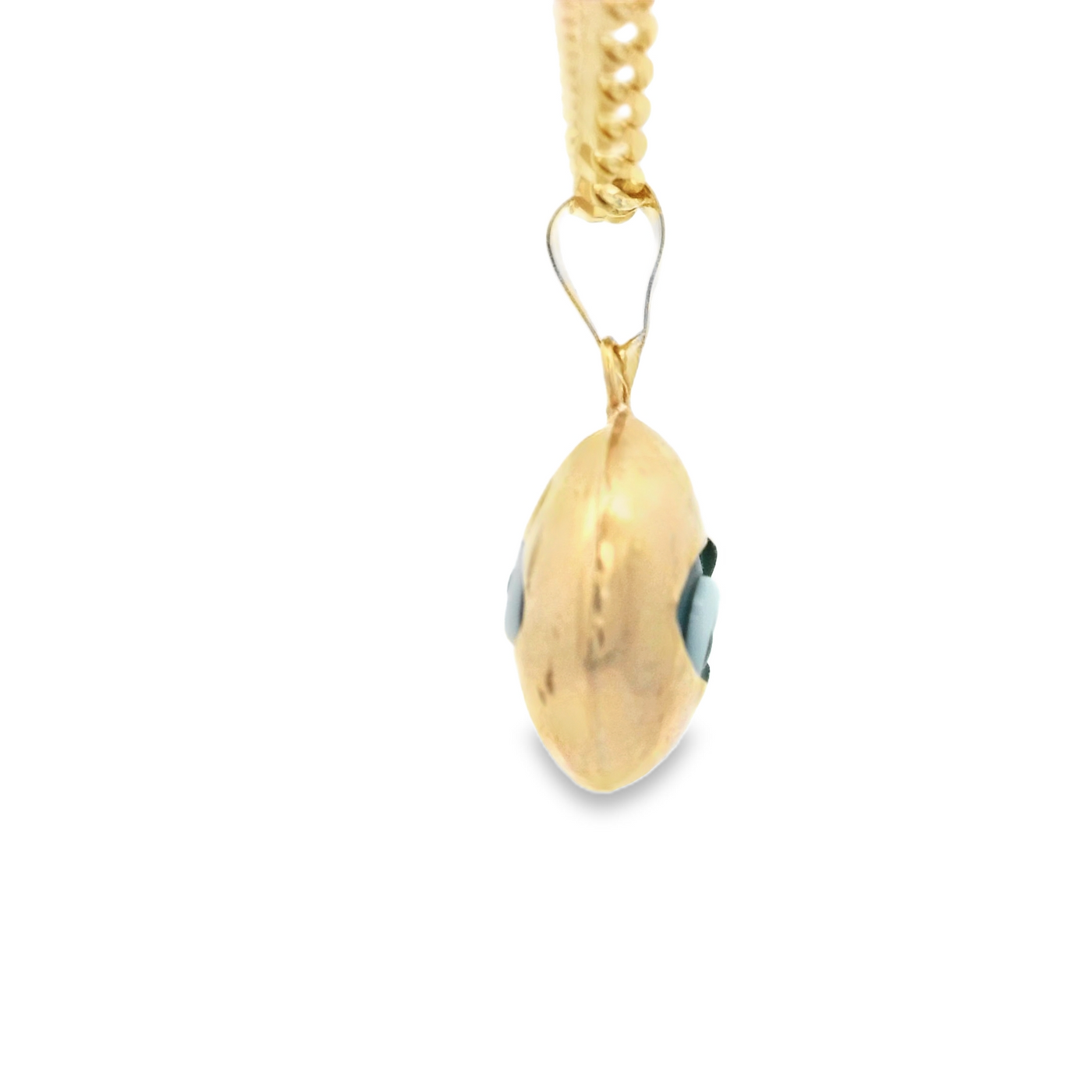 PENDANT 14K EVIL EYE BLUE OVAL POLISHED