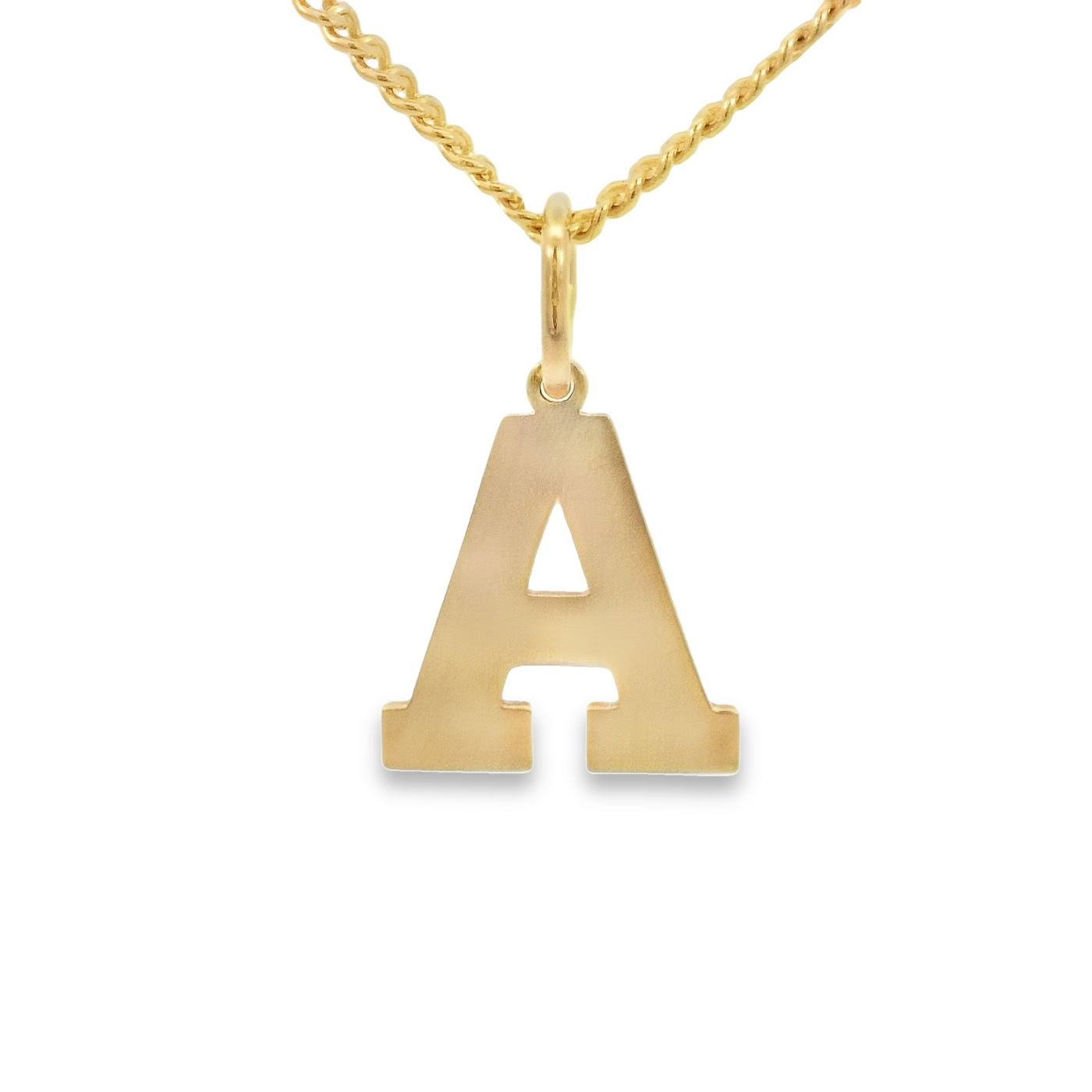 14K Block Letter A Pendant