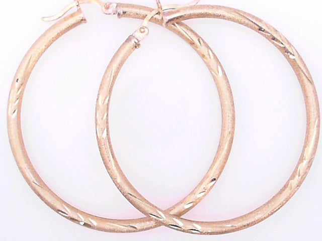 EARRINGS 14 KARAT SATIN MEDIUM HOOP EARRINGS WEIGH