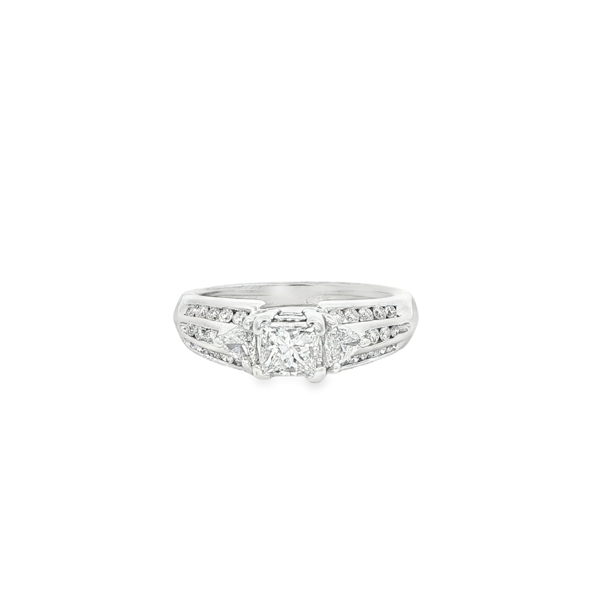 RING 18K WHITE #6.5 ENGAGEMENT DIAMOND PRINCESS
