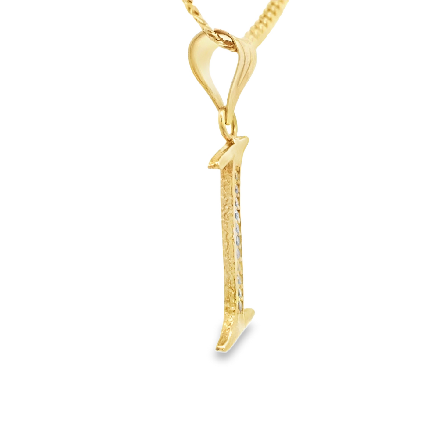 PENDANT 14K LETTER I CZ