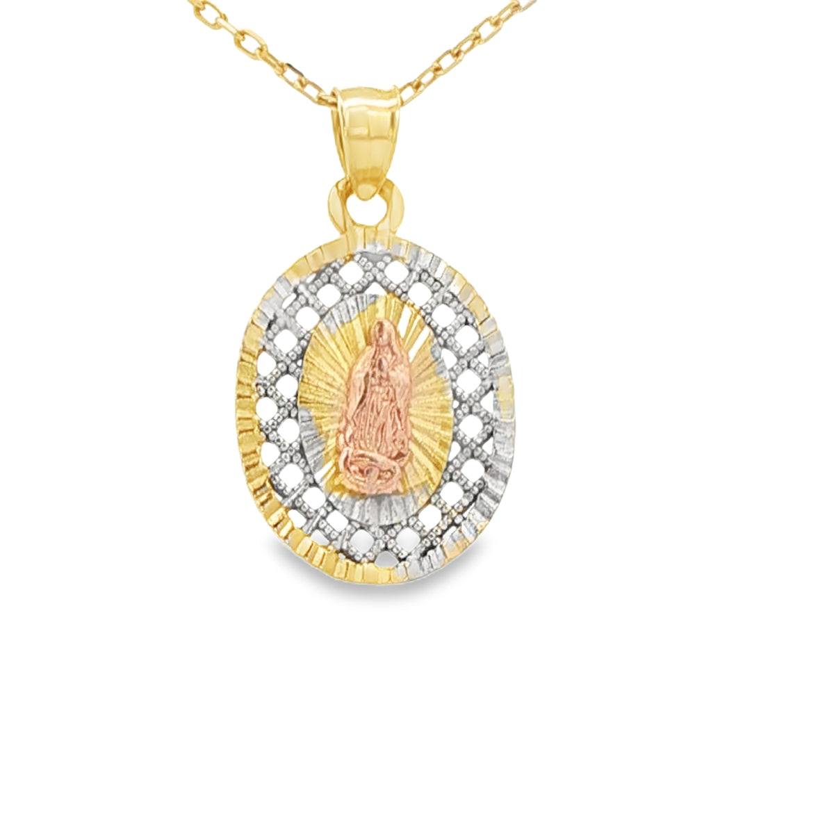 14 KARAT CHARM DC VIRGEN DE CARIDAD OVAL 2 TONE