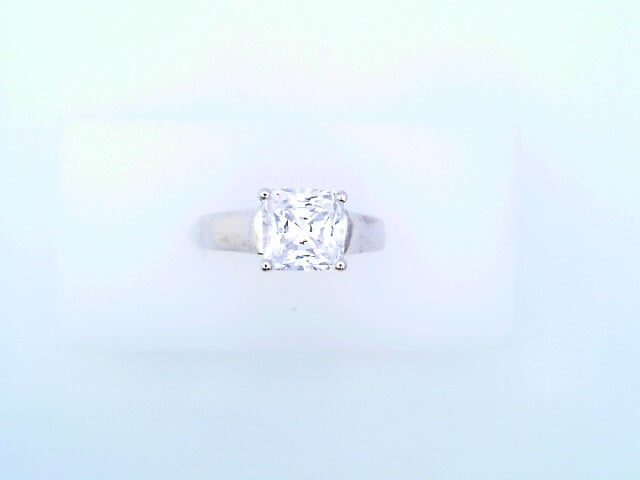 14KRW CZ SQ SINGLE STONE 3.6G #7 CLEAR CTR STONE