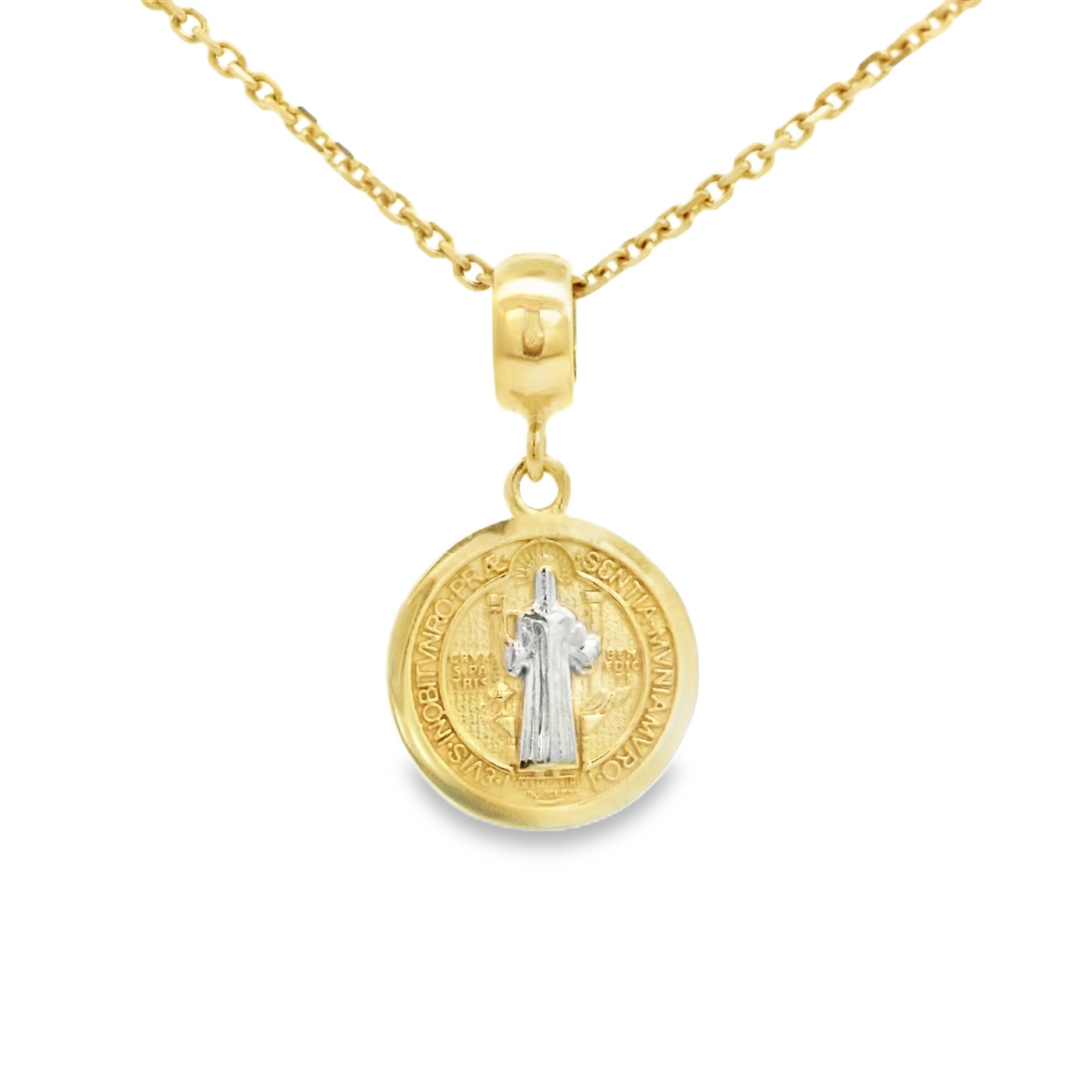PENDANT 14KP SAINT BENEDITO SMALL ROUND