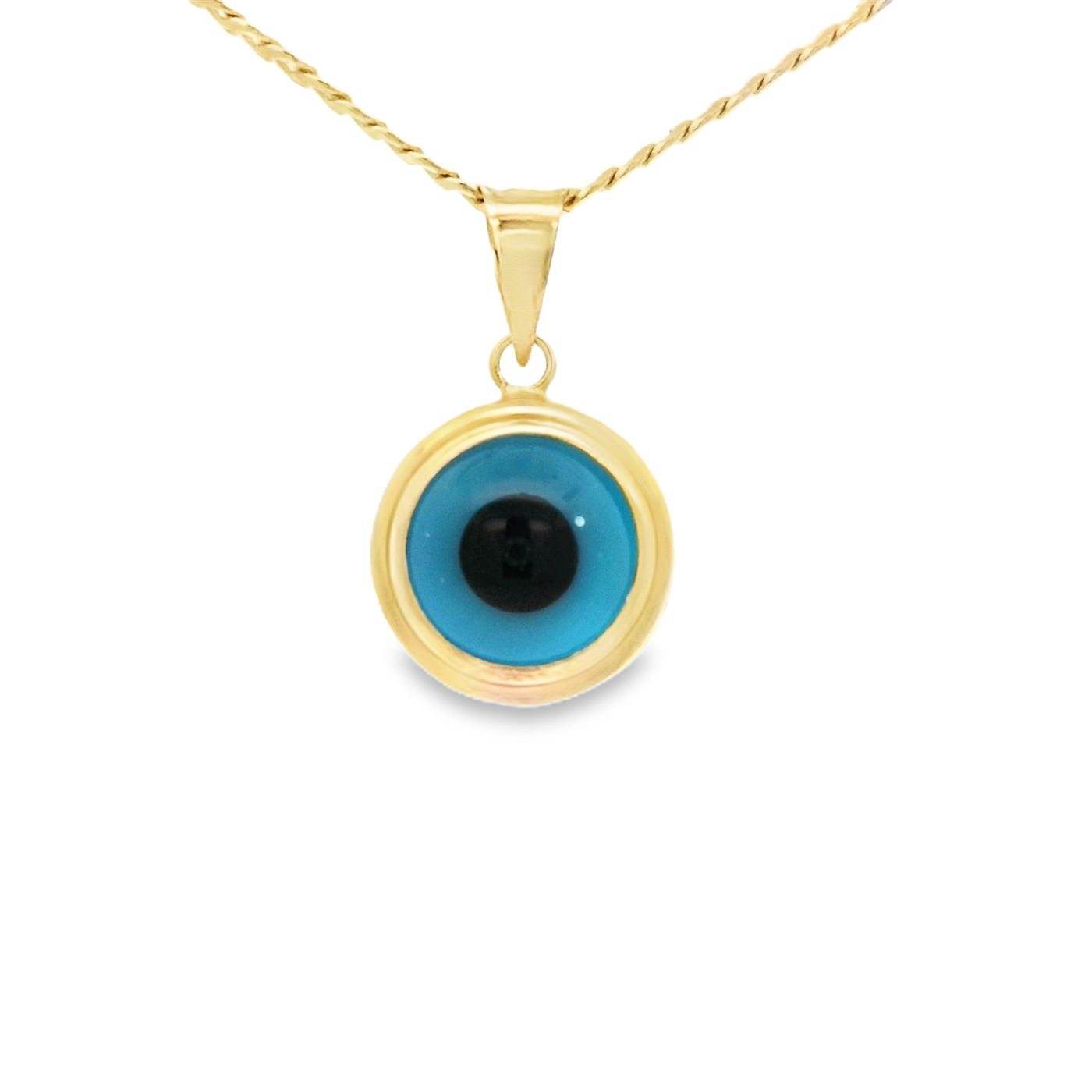 PENDANT 14K EVIL EYE BLUE ROUND BALL