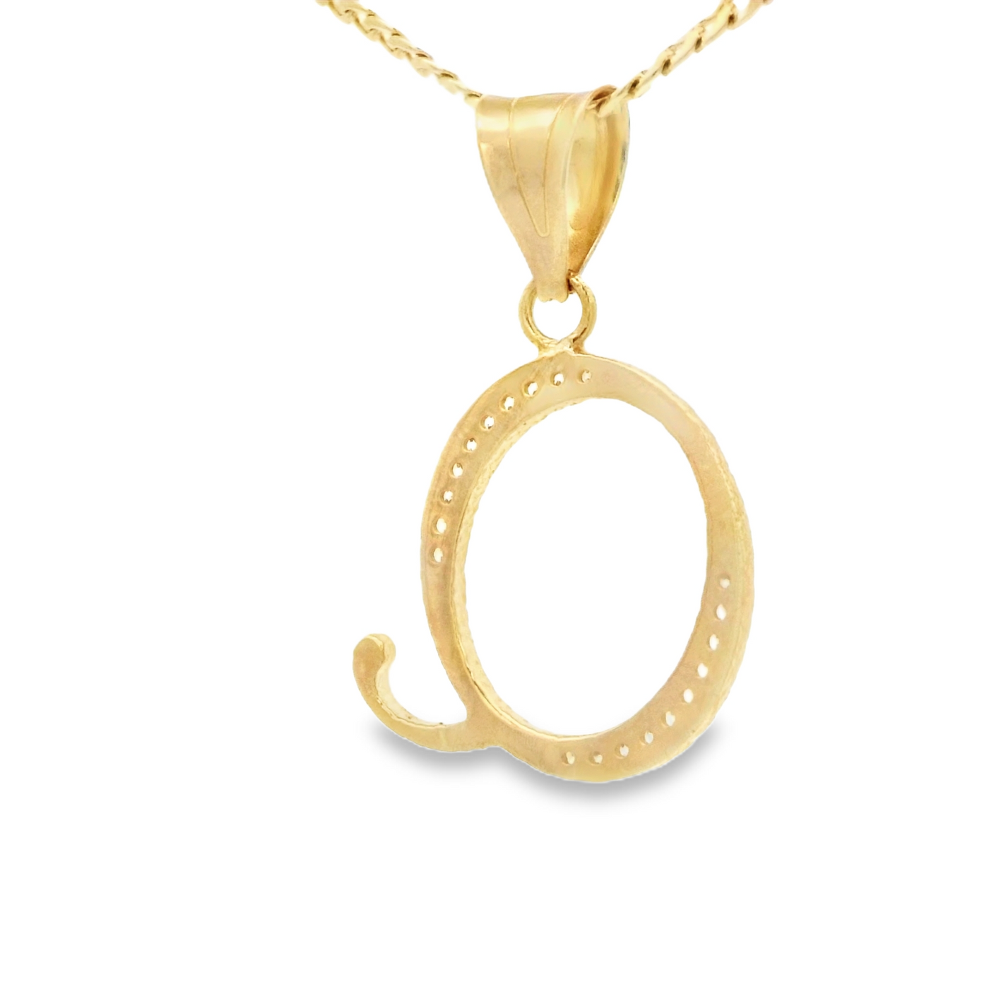 PENDANT 14K Letter Q CZ Italian