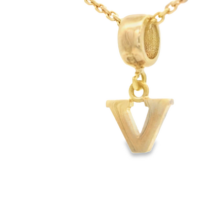 PENDANT 14K V Letter BailRing