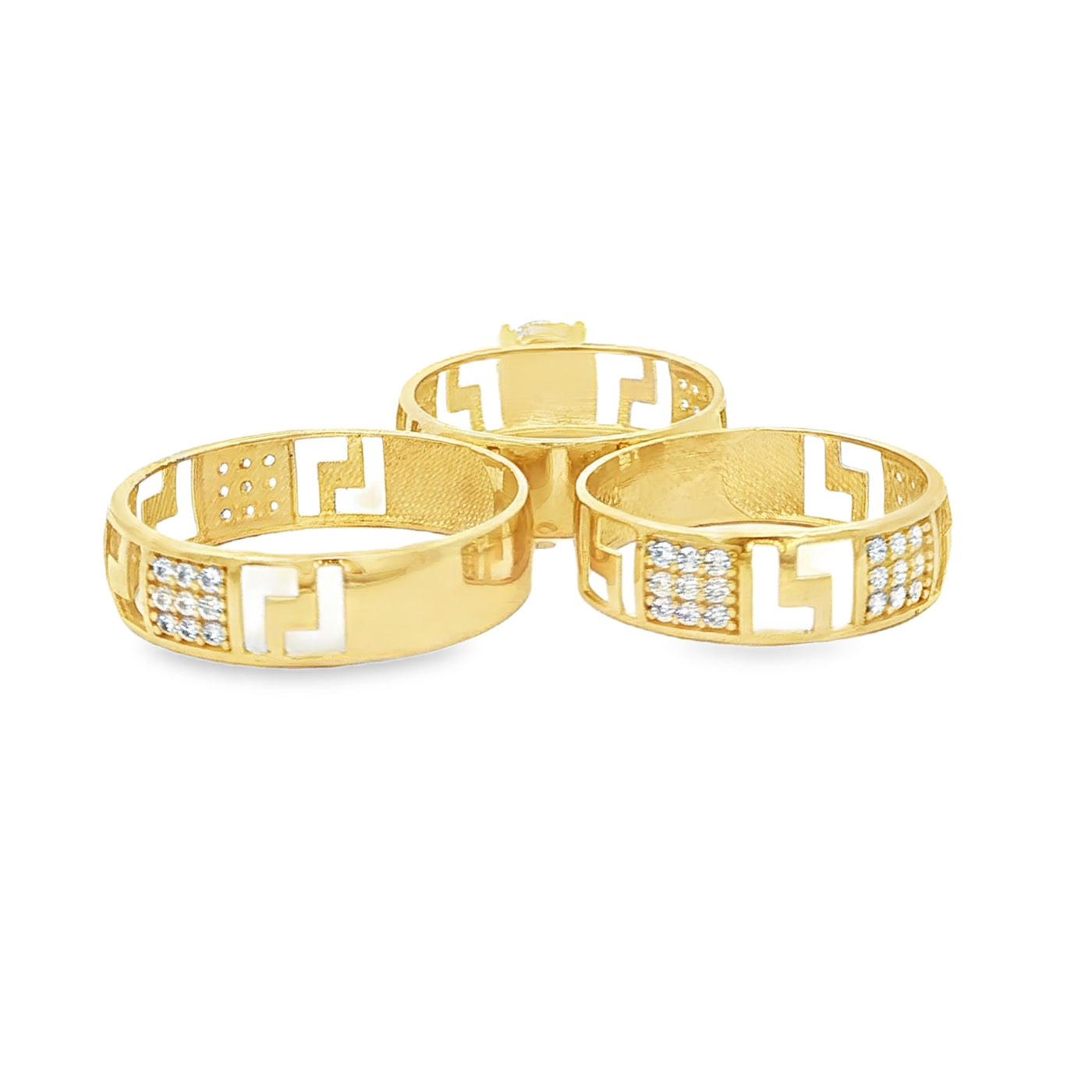 14 KARAT RING SIZE 7 WEIGHT: 2.0G : 5.5MM CZ GREEK